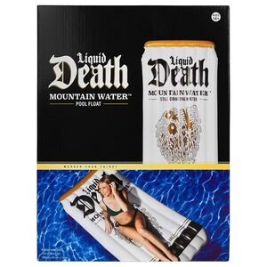 Liquid Death 6' Pool Float: Adult Novelty Water Inflatables Quench Your Thirst